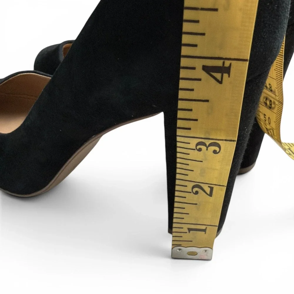 J.Crew Block Heel Pumps Black Suede Womens 8.5 Round Toe Classic Office Career